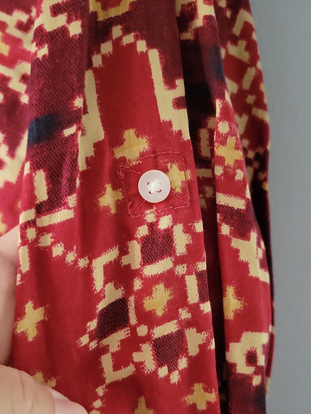 Lauren Ralph Lauren Red & Gold Printed Button-Front Tunic Shirt 100% Cotton - Picture 5 of 7